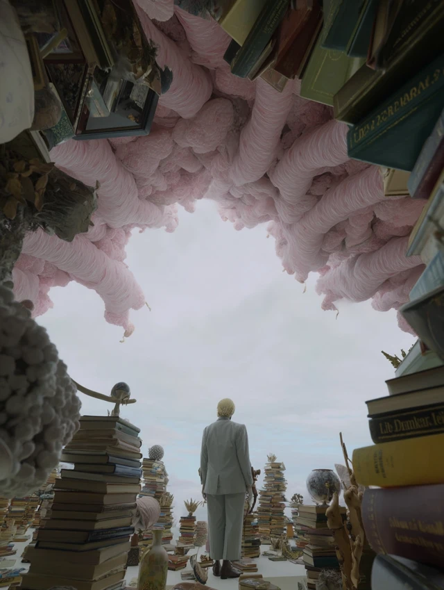 Surreal Library Scene Tim Walker Style