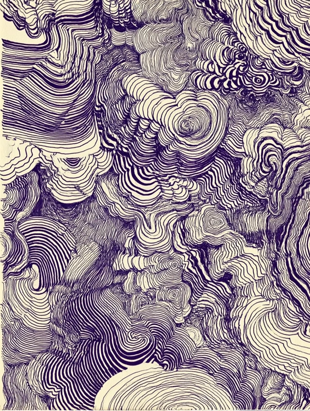 Abstract Art with Curved Lines and Concentric Shapes