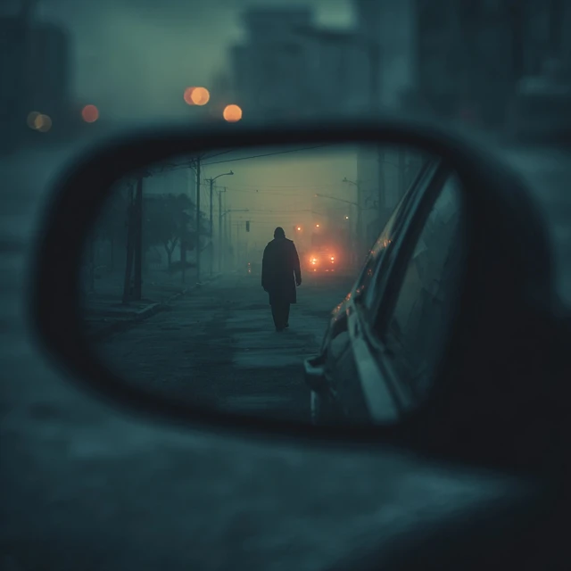 Man Walking Alone In Mirror Street Dusk Melancholy