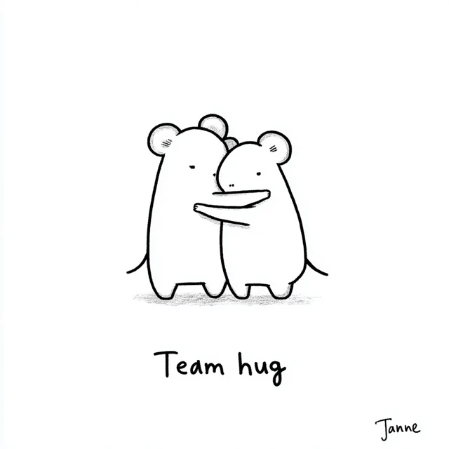 Cute Mice Team Hug Doodle Illustration