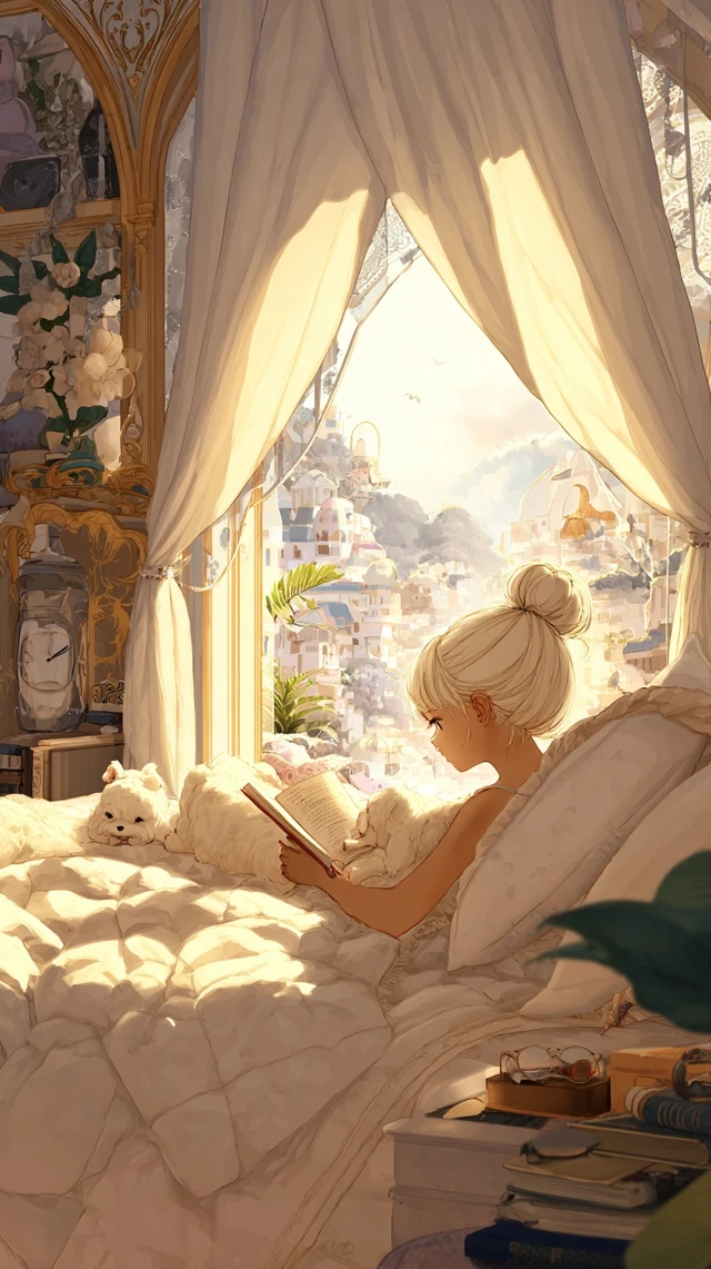 Cozy Room Illustration Sunlight Reading and Relaxation