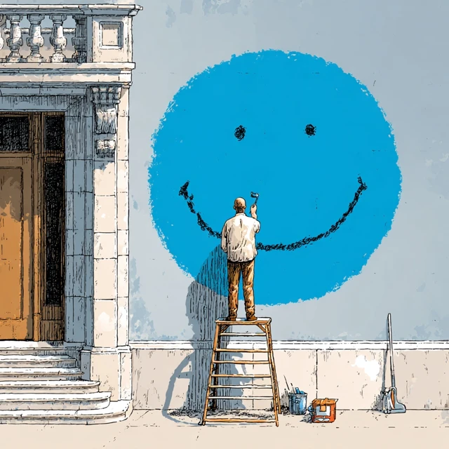 Man Drawing Smiley Face Cartoon Illustration