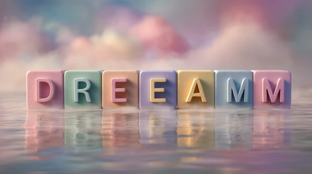 Dream: Alphabet Blocks in Pastel with Misty Reflection