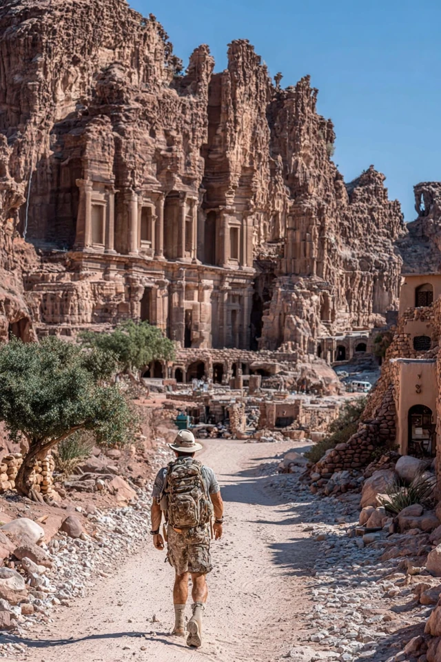 Petra Hiking Adventure Desert Landscape Travel