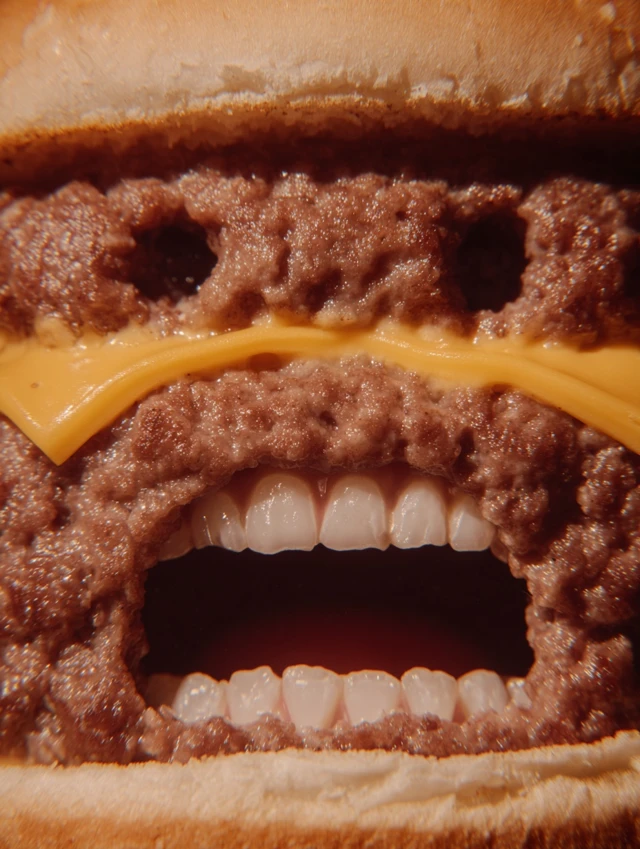 Hamburger Face Funny Food Illustration