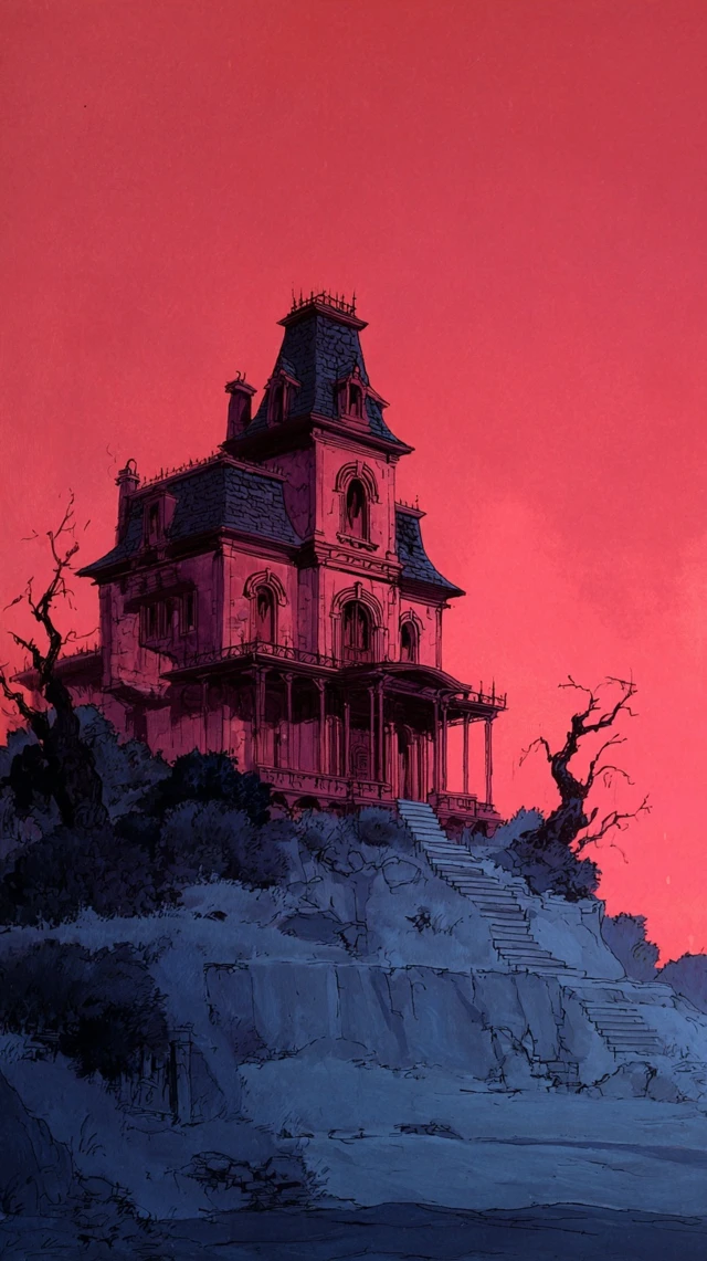 Victorian Ghost House Illustration