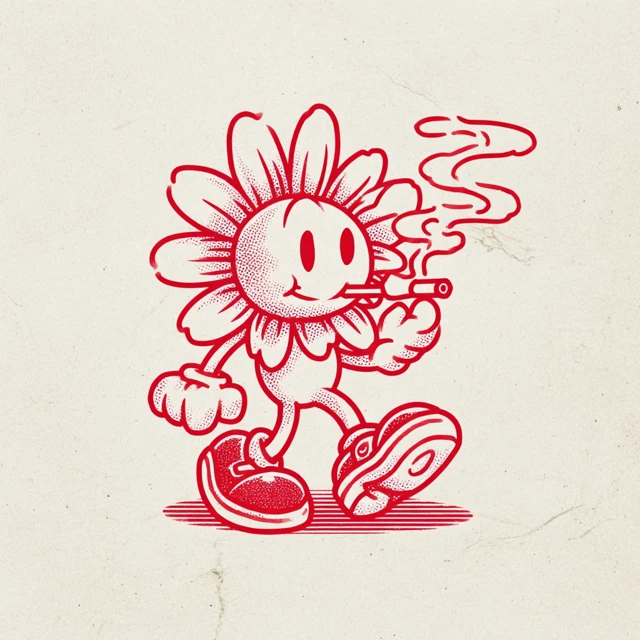 Vintage Cartoon Flower Mascot Retro TShirt Design
