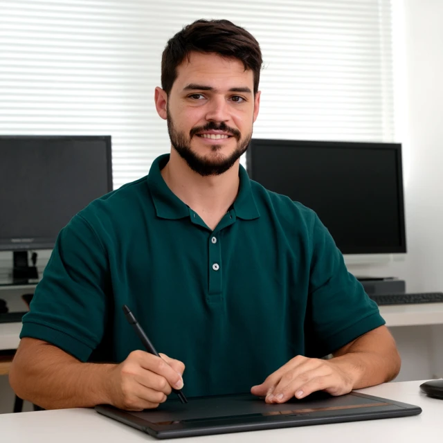 Graphic Designer Working on Tablet