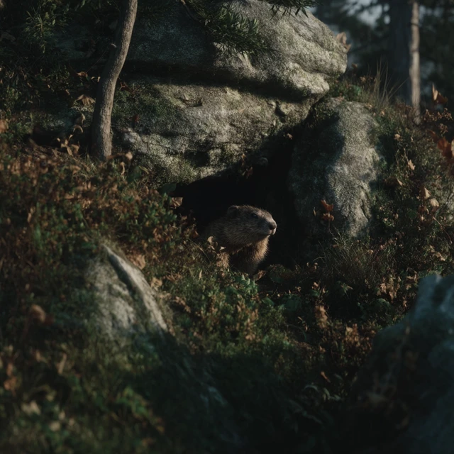 Marmot in its Burrow 4K Photorealistic Render