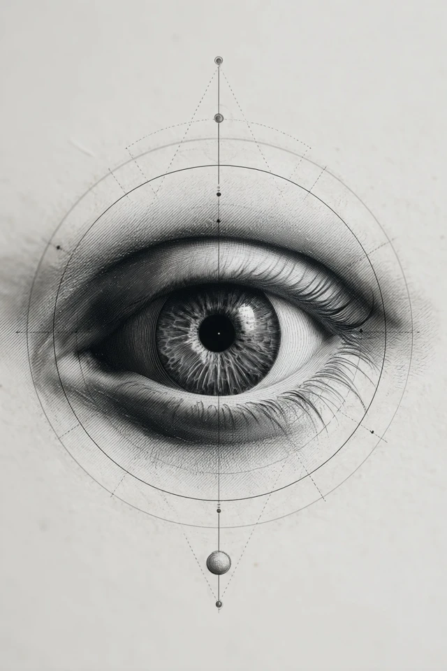Eye Tattoo Design with Geometric Details