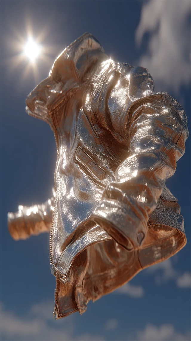 Futuristic Metallic Jacket Against Sky
