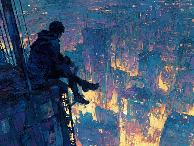 Cyberpunk City Night Scene Illustration
