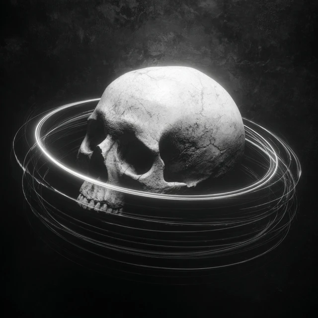 Cracked Skull Floating in Void Spiritual Energy