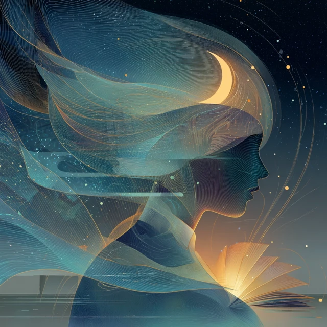 Serene Figure Starry Night Digital Art