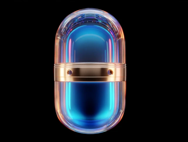 3D Render of a Transparent Blue Vintage Microphone