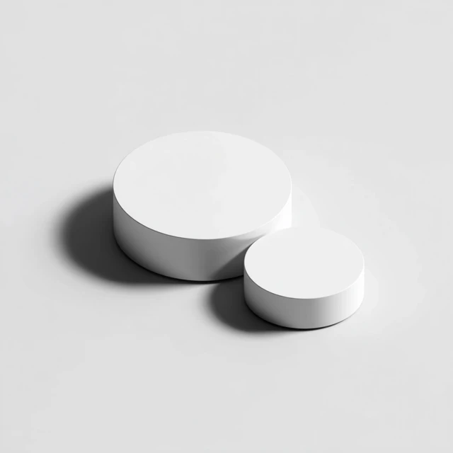 Isometric View of Two White Circular Shapes