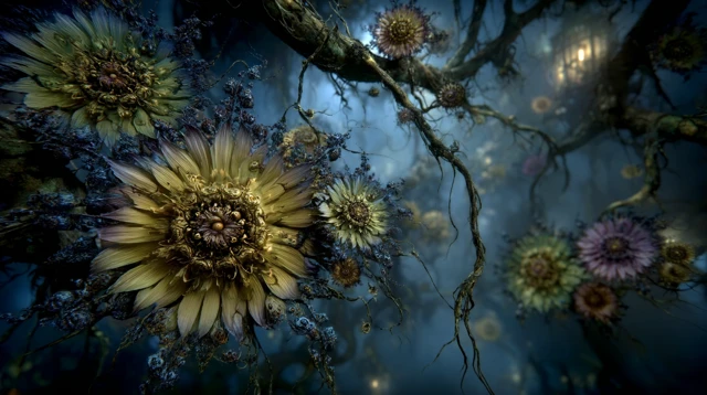 Surreal Landscape with Fairy Tale Blooms