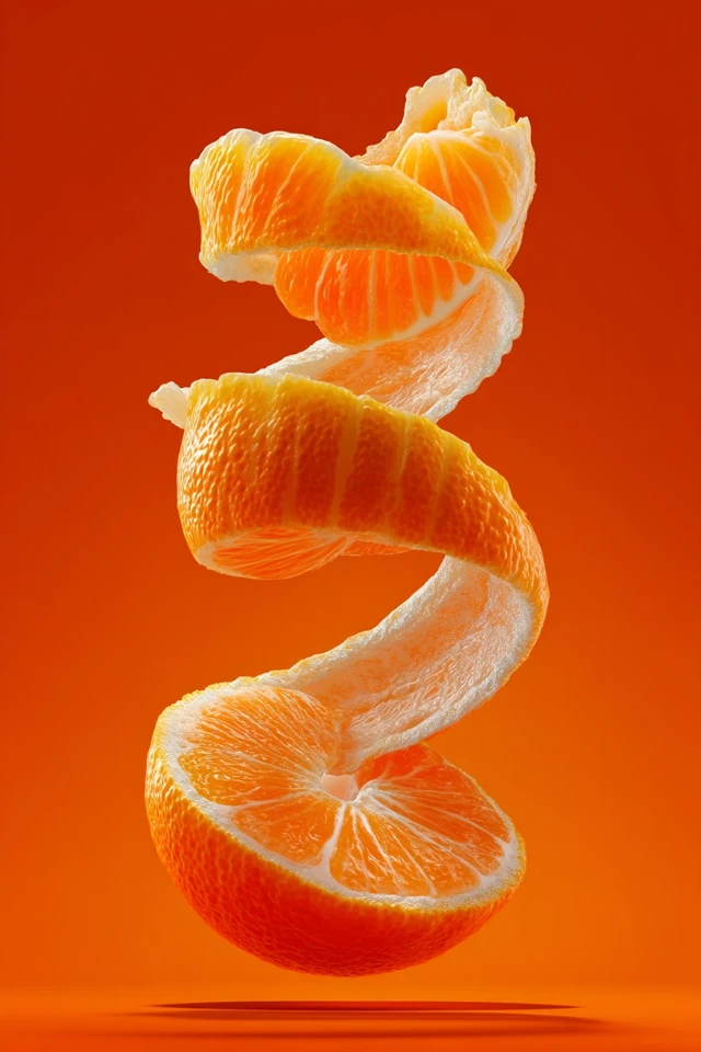 Mandarin Orange Spiral Peel Photography