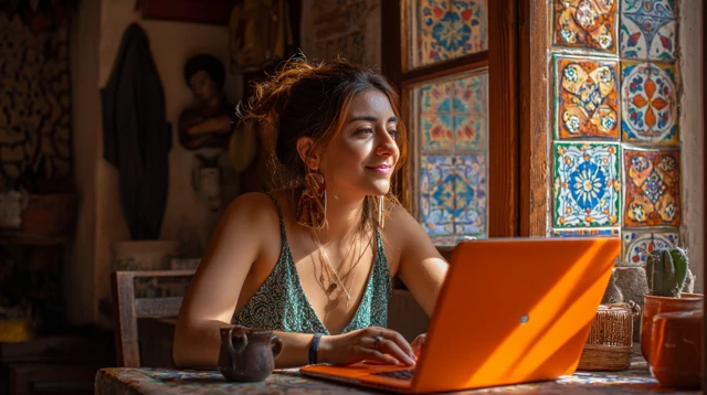 Mexican Woman Working from Home Warm and Creative