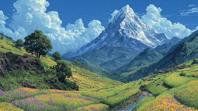 Tea Plantation Landscape Anime Art