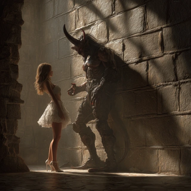 Woman Flirting with Demon Castle Shadows Drama
