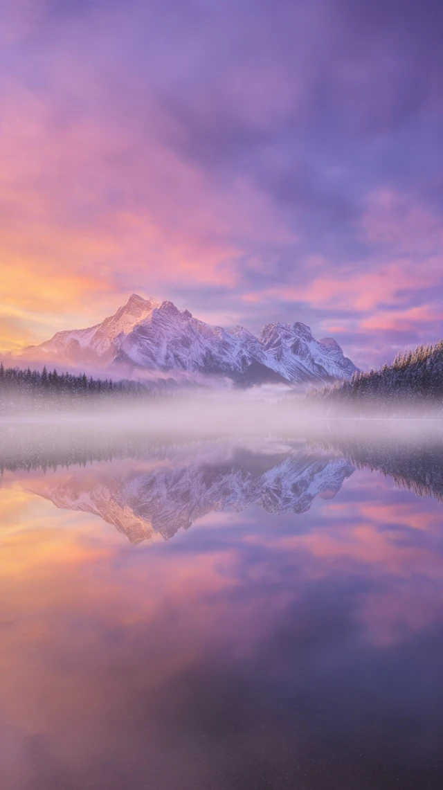 Sunrise Mountain Lake Reflection Scenery