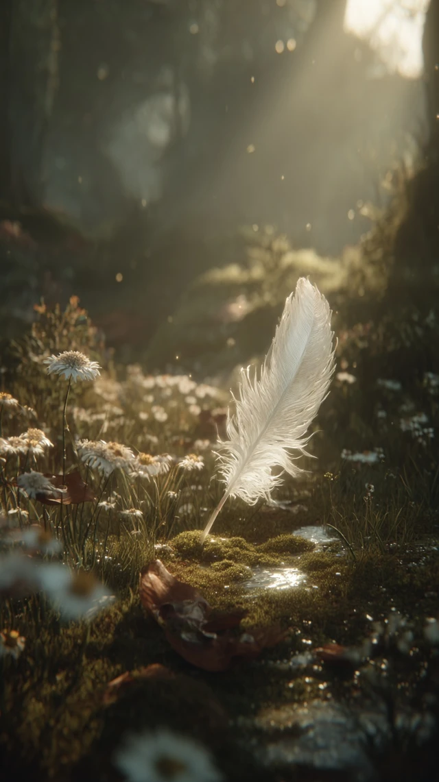 White Feather in Sunlight Unreal Engine 5 Style