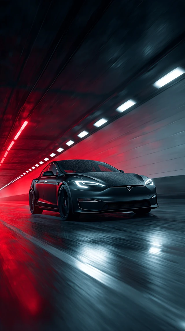 Tesla Model S in Cyberpunk Tunnel