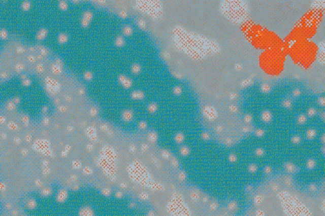 Mosaic Butterfly Abstract Art Blue Gradient