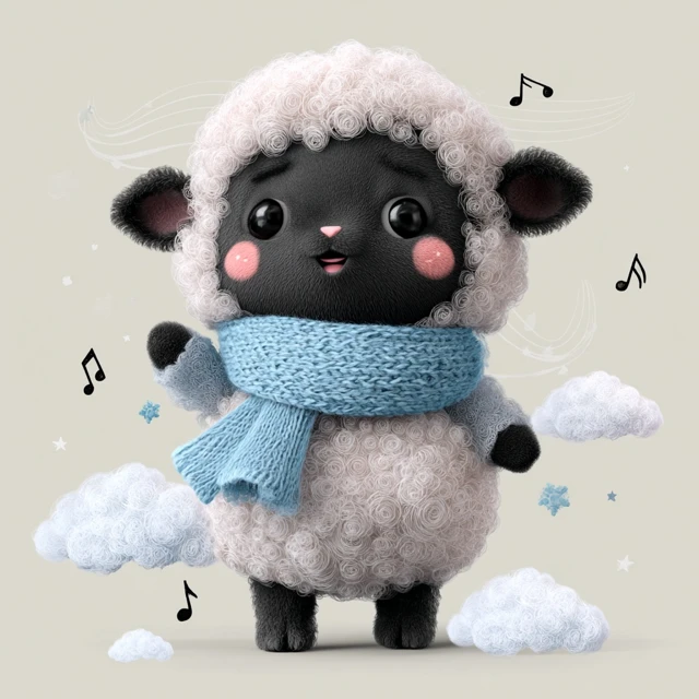 Cute Baby Sheep Mascot 3D Cartoon Illustration