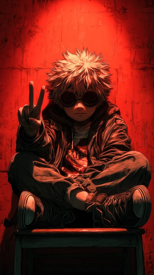 Anime Boy Middle Finger Red Background