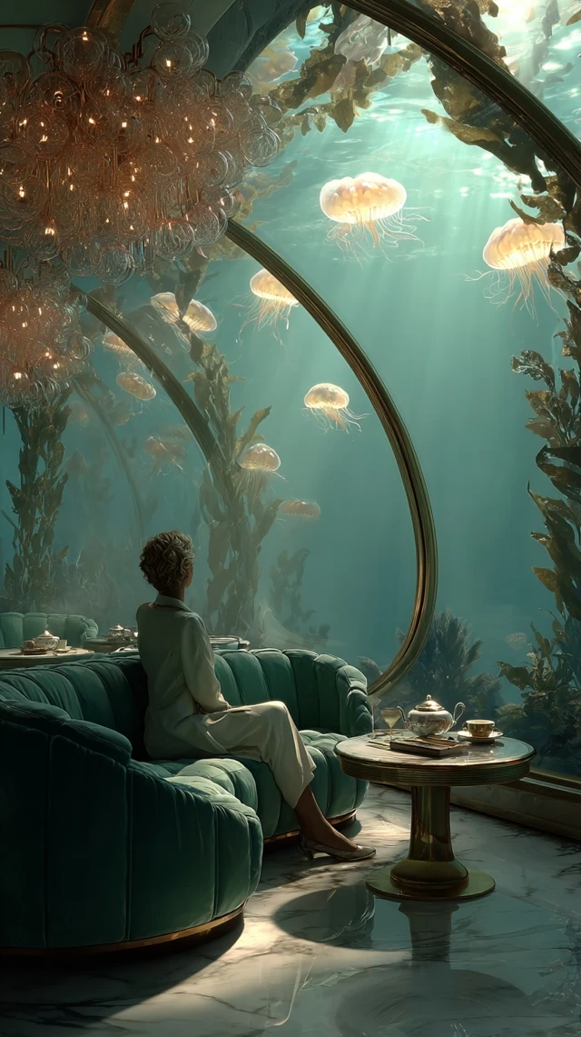 Underwater Bedroom Serenity Illustration