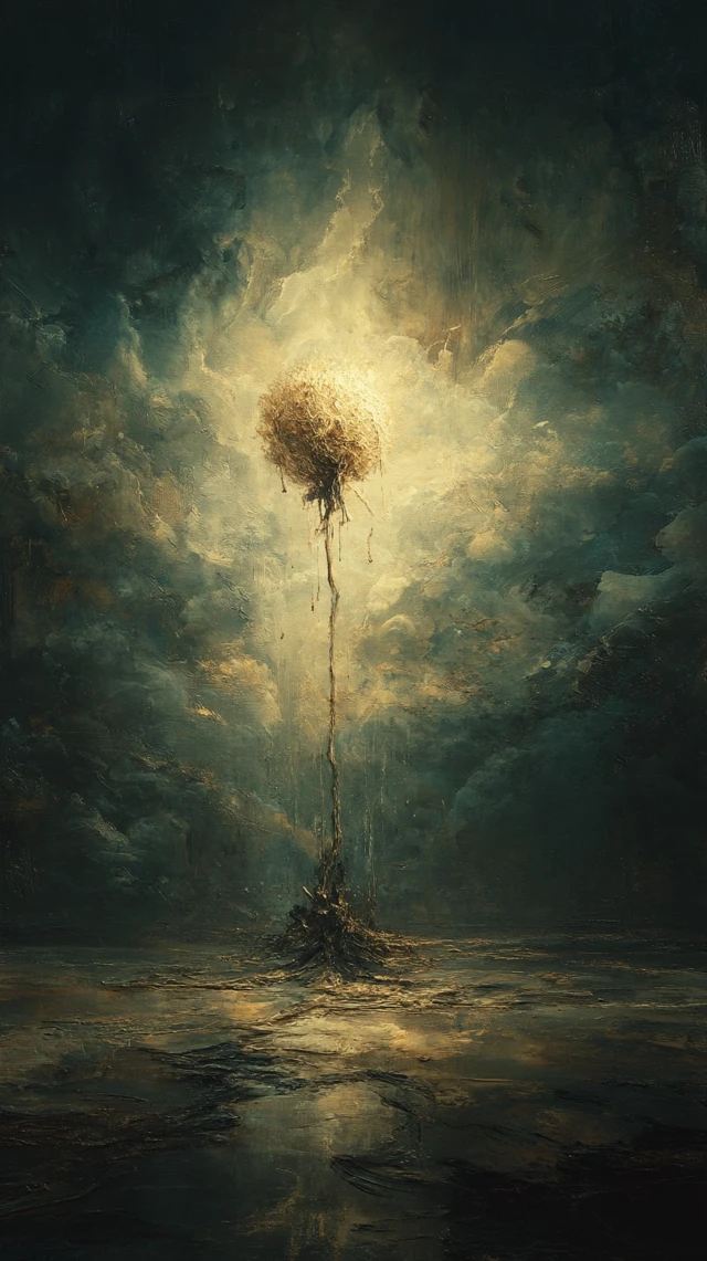Abstract Painting Floating Seed In Sky