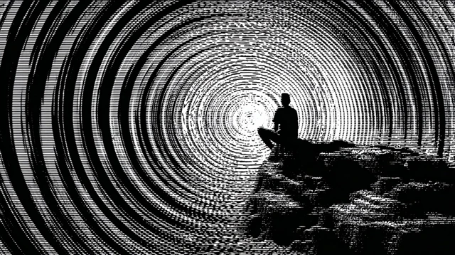 Solitary Figure Hypnotic Spiral Aesthetic