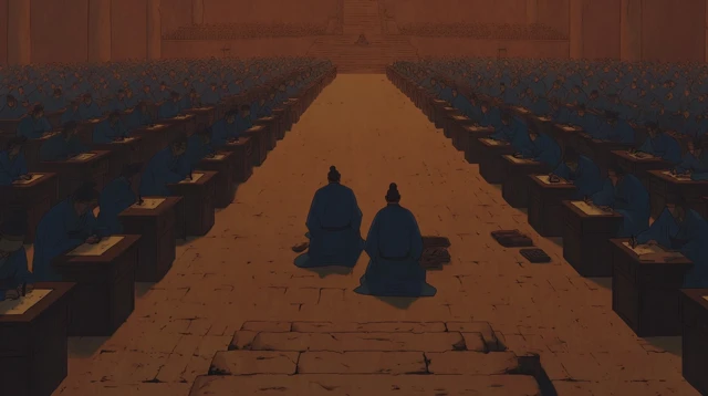 Imperial Examination Hall Majestic Scene Anime Art