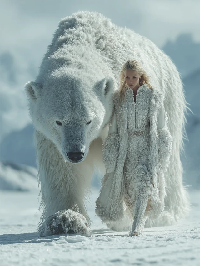 Polar Bear and Woman: Arctic Adventure