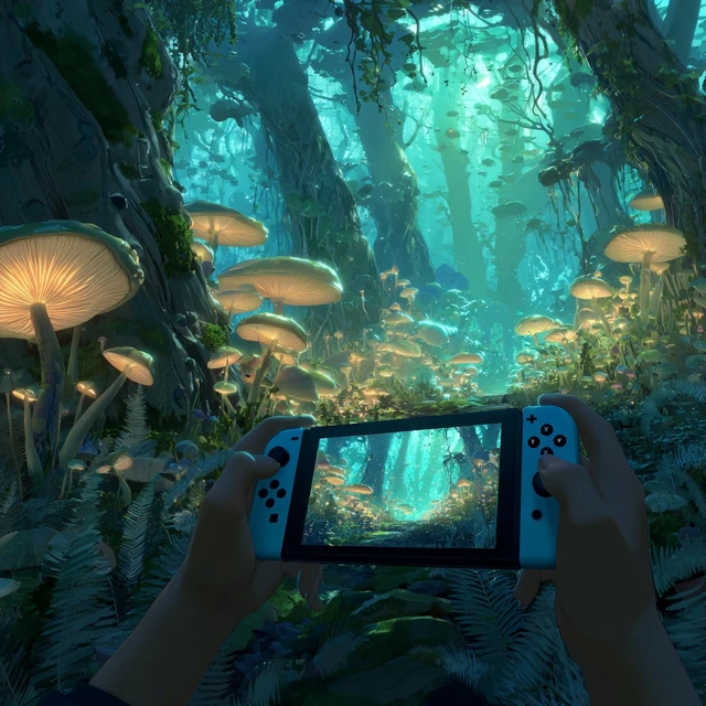 Nintendo Switch in a Magical Fairy Forest
