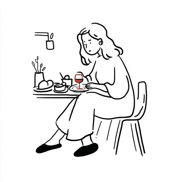 Black and White Cartoon Lady Eating Sticker