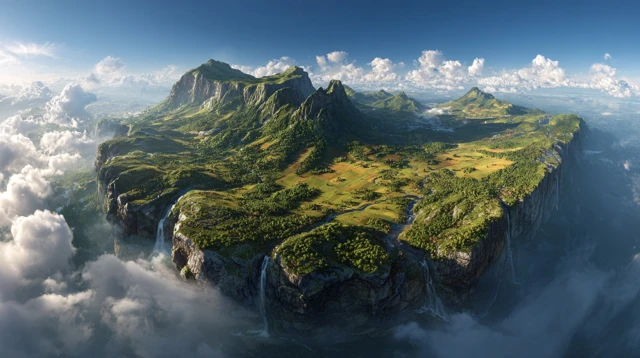Floating Irish Island with Steak Surreal Landscape