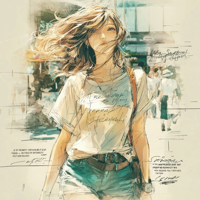 Anime Style Illustration of a Japanese Woman