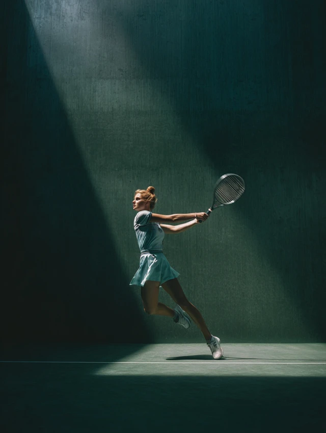 Female Frontennis Athlete In Action Vogue Style