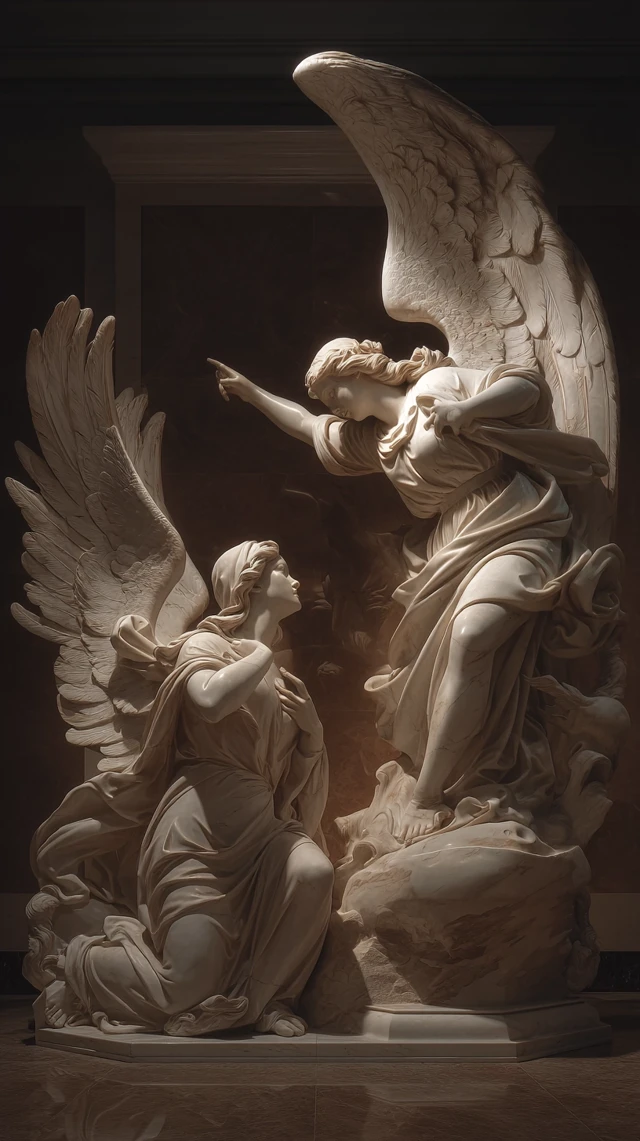Annunciation Sculpture: Marble Masterpiece