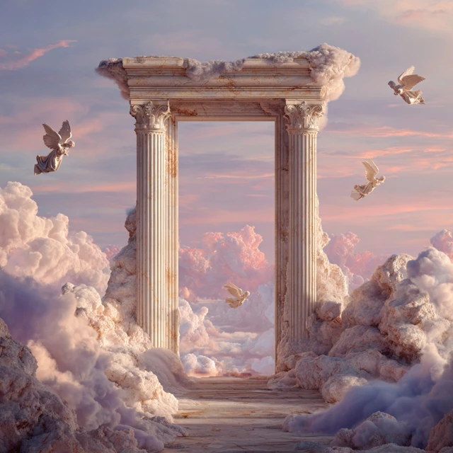 Heavenly Gate Angels Sky Realistic Art