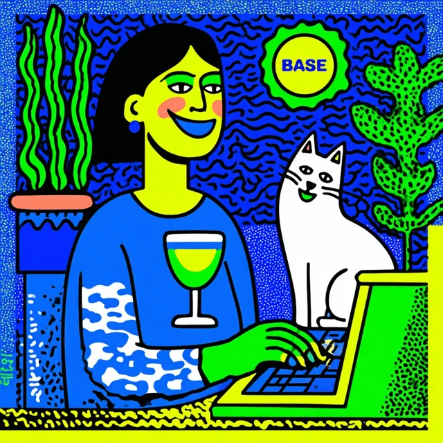 Base Word Network Logo Happy Woman Cat PC