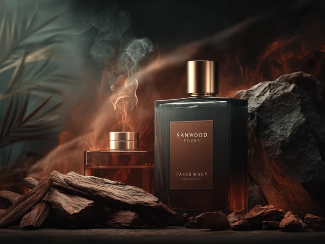 Luxury Parfum Bottle Sandalwood Close Up