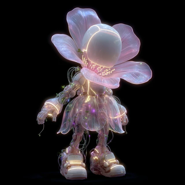 Futuristic Kapok Flower Robot Character 3D Render