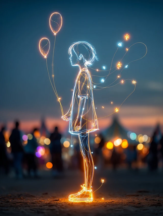 Carnival Sunset Neon Child Art