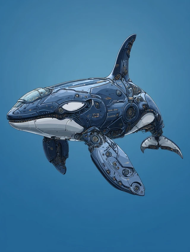 Futuristic Orca Whale Vector Illustration