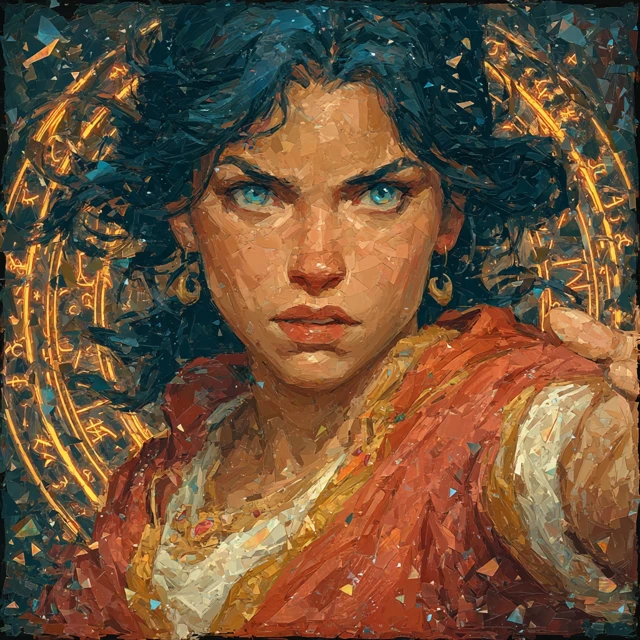Powerful Female Mage Casting a Spell