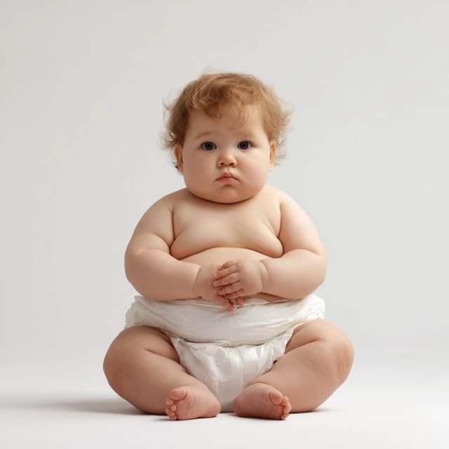 Overweight Baby Portrait Rolls and Folds in Nappy